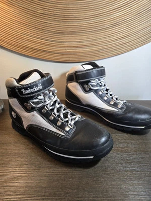 Botas Timberland Y2K vintage años 90 correa blanca y negra ropa de calle talla 13 para hombre  Foto 1 de 4