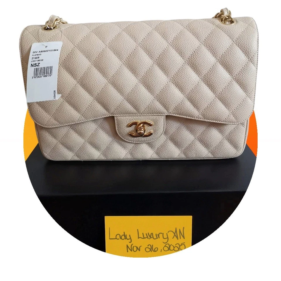 Authentic BNIB CHANEL Jumbo Classic Flap - Beige Caviar - *Read Description* - Image 1 of 4