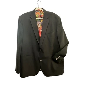 Robert Graham Men's Black Long Sleeve Wool Blend Patterned Lining Blazer Size 48 - Picture 1 of 8