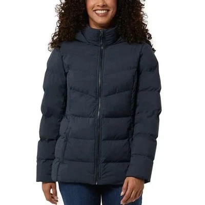 32 Degrees Hooded Womens Quilted Jacket Blue Zip Front Water Resistant Sz L NWT - Image 1 of 4
