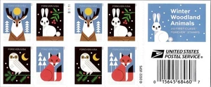 USPS Winter Woodland Animals Forever USA - 20 Stamps BOOKLET CHRISTMAS STAMPS - Picture 1 of 2