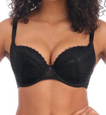 Sujetador Freya Signature Negro Talla 34E Con Aros Acolchado Encaje 400514 Nuevo Foto 1 de 4
