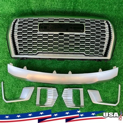 For 2021-2024 GMC Yukon/XL Denali Front Grille Hood Trim Molding Silver 7PCS - Изображение 1 из 4