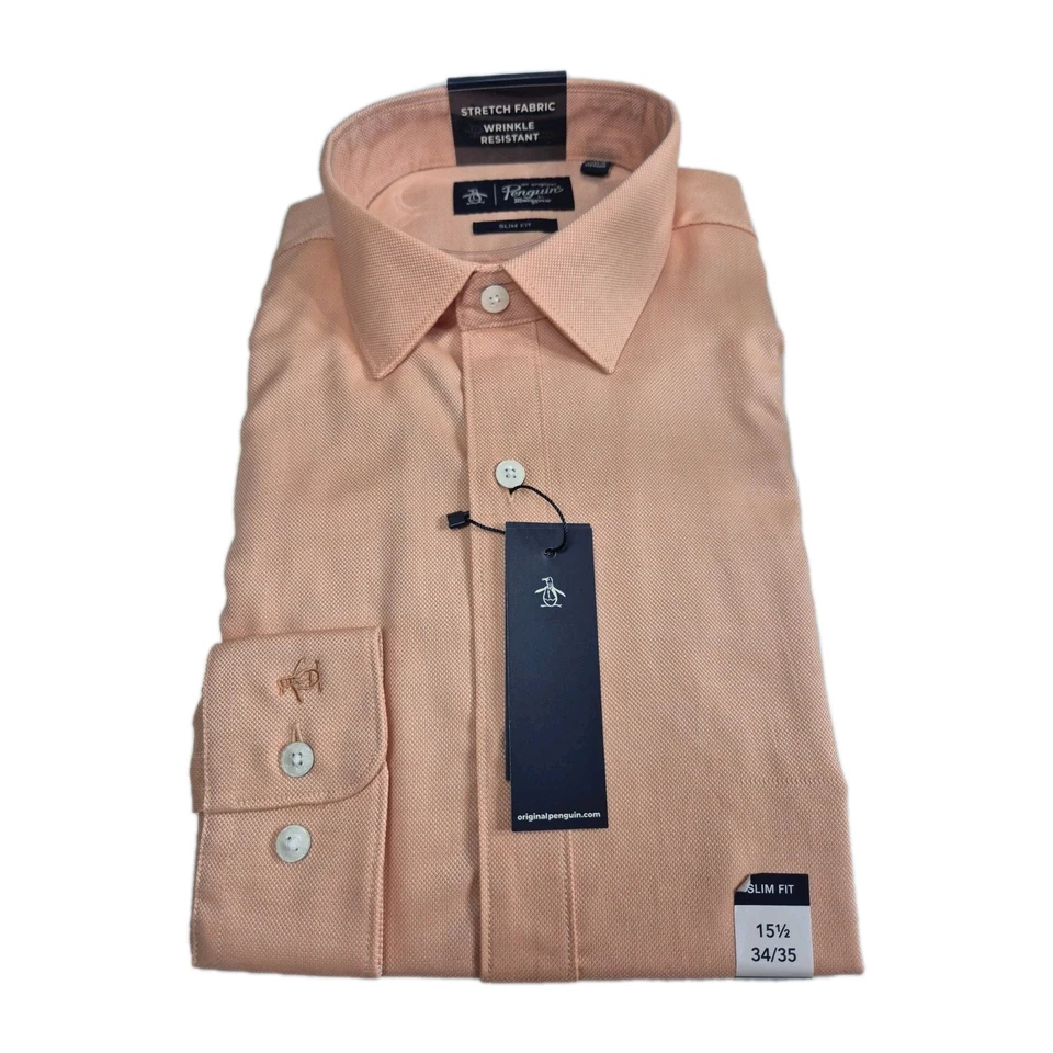 Camisa de vestir original Penguin para hombre talla 15,5 34/35 coral elástico (35) Foto 1 de 4