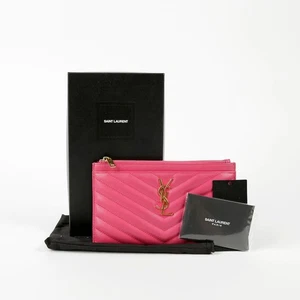 Saint Laurent Pink Grand Poudre Leather Bill Pouch 504922 49431897 - Picture 1 of 8