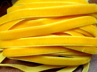 vintage 1/4" velvet ribbon mango 83.5"pc made in Switzerland - Image 1 of 2