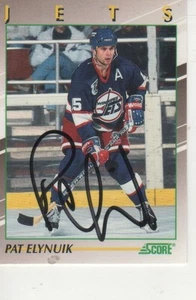 PAT ELYNUIK SIGNED 1991 SCORE #34 - WINNIPEG JETS - Picture 1 of 1
