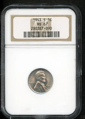 NGC - Wheat Cent - 1c - 1943 S - MS-67 - Image 1 of 2