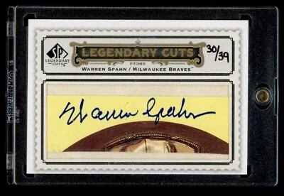 2009 SP Legendary Cuts Warren Spahn Cut Autograph Auto Hand Numbered /39 HOF - Image 1 of 2