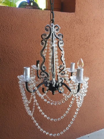 CHANDELIER WITH CRYSTALS 4 lites ROMANTIC SHABBY CHIC Cover