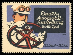 Germany Poster Stamp - 1921, Berlin - Int'l Automobile Exhibition - L. Bernhard - Picture 1 of 1