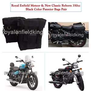 Fit For Royal Enfield METEOR & NEW CLASSIC REBORN 350cc Black Color Pannier Bags - Picture 1 of 3