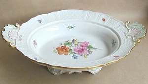 MEISSEN BASKETWEAVE VEGETABLE DISH BASE - C1900 HP FLOWERS (Ref6667) - Picture 1 of 12