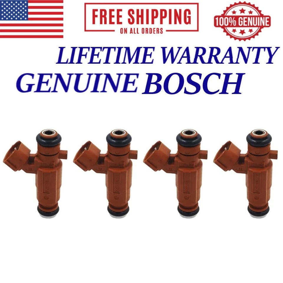 Juego de 4 inyectores de combustible Bosch para Kia Sephia Spectra 1998-2004 1,8 L I4 0K2A513250 Foto 1 de 4