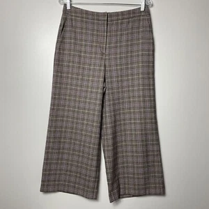 Halogen Plaid Light Dark Academia women’s wide leg cropped pants size 8 - Picture 1 of 11