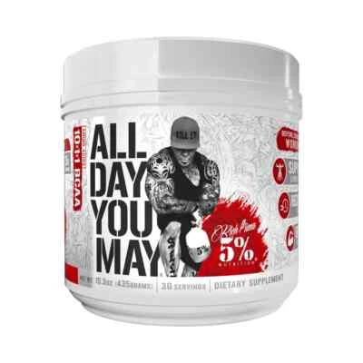 5% NUTRITION - RICH PIANA 5 Nutrition Rich Piana All Day you May Fruit Punch 465g / 30 serv 11/23 + Proben