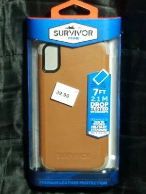 Funda iPhone X Griffin Survivor Prime Cuero Premium Marrón 7 pies Prueba de Caída GB43800 Foto 1 de 4
