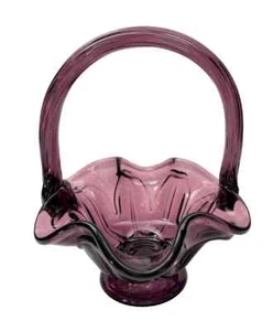 Vintage Fenton Art Glass Amethyst Purple Small Basket Candy Dish Home Decor - Picture 1 of 9