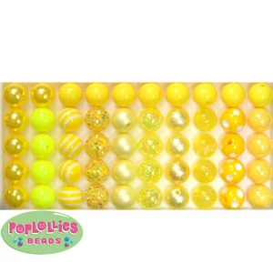 Lote de cuentas de chicle acrílico estilo mixto amarillo de 12 mm 50 piezas chicle grueso - Imagen 1 de 1
