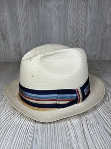 New York Hat Co Straw Fedora Men’s Hat Fashion LARGE Prop Classic Boho Preppy - Picture 1 of 14