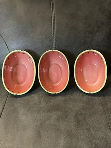 Set Of 3 Oval Shaped Watermelon Bowls - Green & Red - Ice Cream - Fruit - EUC - Picture 1 of 4