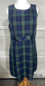 Lands End School Uniform Girls Plaid Jumper Top of The Knee Navy Green Size 16 - Picture 1 of 8
