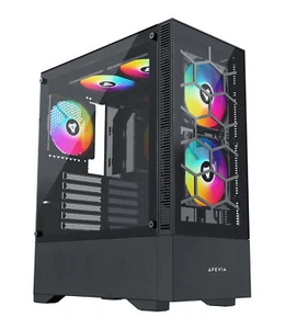 APEVIA Eclipse ECLIPSE-BK Metal ATX Mid Tower Chassis Case w/ 2 TG Windows Black - Photo 1/7