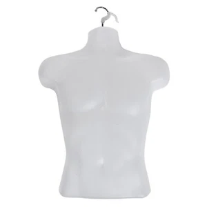 Male Molded Frosted Hanging Shirt Form With Hook - Fits Men's Sizes S-L - Picture 1 of 2
