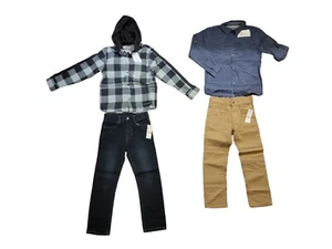 Big Boys 4 pc CALVIN KLEIN HOODIE JACKET, button-up shirt, jeans, khaki, SZ 7 - Picture 1 of 7