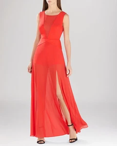 NUOVA GONNA IN CHIFFON COLLO A V PROFONDO BCBG MAX AZRIA HALLEE ROMPER JGK9C863/L239A TAGLIA 6 - Foto 1 di 3