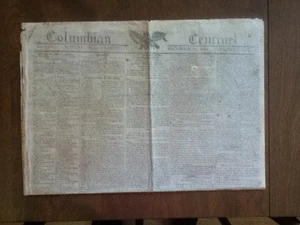 1812 Columbian Centinel Boston, MA. Newspaper Vintage Ragbond Old - Picture 1 of 3