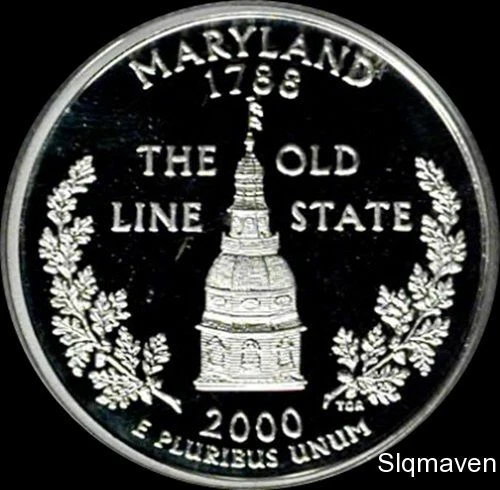 2000 S 90% Silver Maryland State Quarter Deep Cameo Gem Proof  No Reserve - Image 1 of 1