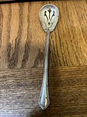 Antigua cuchara ranurada de plata de ley de 5 3/4" Foto 1 de 4