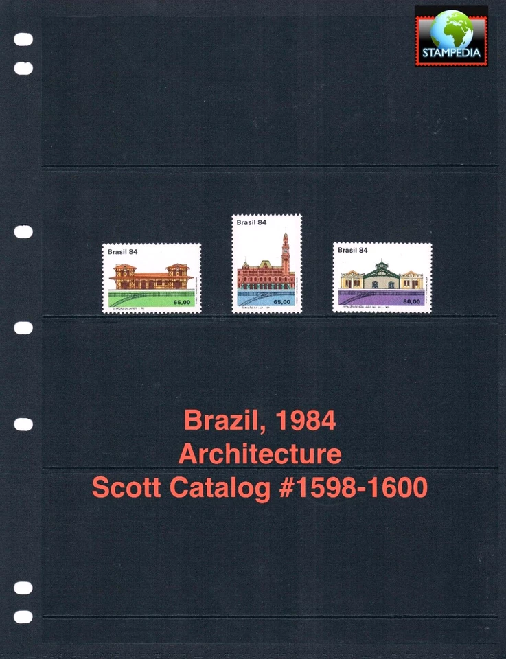 $2.70 Scott Value - 1984 BRAZIL Train Stations Architecture MNH NH UMM - Image 1 of 4