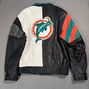 Miami Dolphins Starter Florida Vintage Pelle Varsity Bomber Giacca Sportiva Cappotto -L - Foto 1 di 24