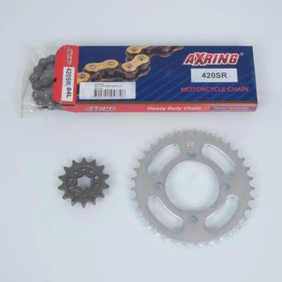 Kit chaîne Axring pour moto Yamaha 80 PW 1983 à 2010 14x35 Pas 420 Al 64mm Neuf - Photo 1/2