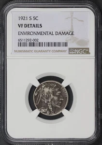 1921-S Buffalo Nickel NGC VF Details Environmental Damage - Picture 1 of 2