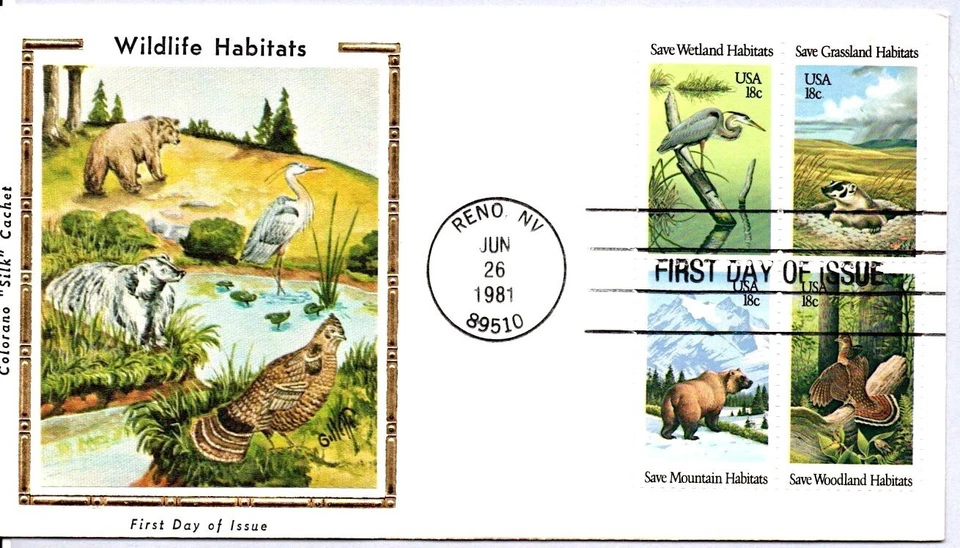 #1921-1924 SAVE WOODLAND HABITATS FIRST DAY OF ISSUE, COLORANO SILK COMBO FDC - Image 1 of 1