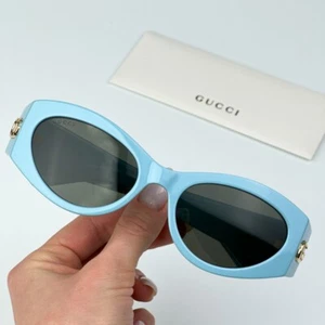 NEW Gucci GG1401S 004 Light Blue Grey Women Cat Eye Sunglasses GG 1401S - Picture 1 of 10