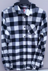 F&F Boys Age 13-14 Black & White Checked Brushed Cotton Shirt BNWT - Picture 1 of 8
