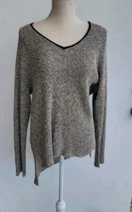Eileen Fisher Hi-Lo V-Neck Knitted Box Top Sweater Size Xl - Bild 1 von 9