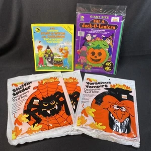 Vintage 1990s Halloween Decorative Yard Leaf Bag Witch Vampire Spider Pumpkin - Picture 1 of 5