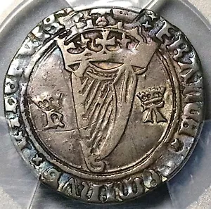Moneda de 4 peniques arpa Groat 25032501C 1534 graduación profesional en estado bastante bueno 35 Irlanda Enrique VIII Ana Bolena - Imagen 1 de 6