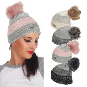 Gorro de mujer piel sintética pompón gorro gorro gorro de punto gorro de invierno polar cálido 2 - Imagen 1 de 15