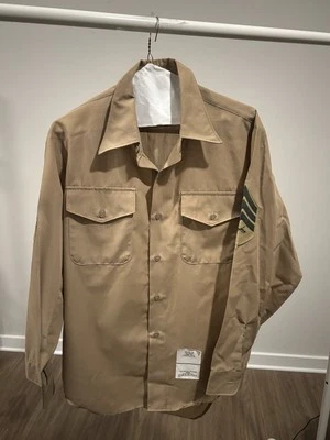 Long Sleeve Military Khaki Shirt Large  - Image 1 of 3