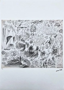 JACKSON POLLOCK - Sheet of studies - signed, numbered edition 45/300, 50x70 cm - Picture 1 of 6