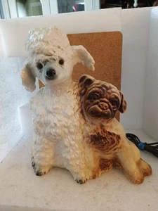 RARE 1950's MCM Howard Kron Poodle and Pug 13.5" TV Lamp Night Light! Works! - Picture 1 of 6