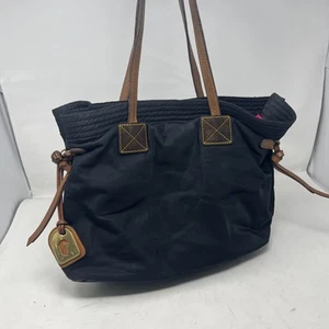Dooney & Bourke Nylon Leather Trim Tote Black Large Hot Pink Lining - Picture 1 of 24