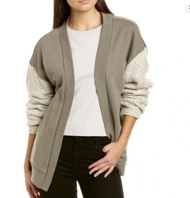 Винтажный Гавана громоздкий негабаритный кардиган свитер размер S зеленый слоновой кости вязаный рукав - Изображение 1 из 4