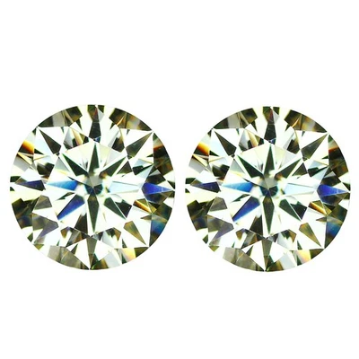 1.88 Ct IF [2Pcs Pair] Brilliant Round Cut 6.5 MM Greenish Yellow Moissanite - Image 1 of 4